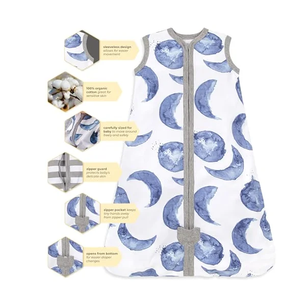 Burt's Bees Baby Unisex Baby Beekeeper Wearable Blanket, 100% Organic Cotton, Swaddle Bag Wearable Blanket (pack of 1)