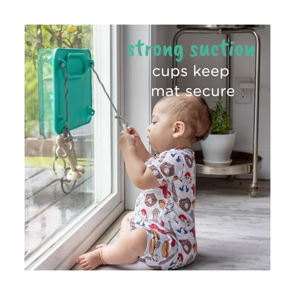BUSY BABY Silicone Mat Bundle - 1 Original Mat Plus 1 Mini Mat, NEW Stronger Suction Cups, 6 Straps to Secure Baby Essentials and Keep Them Off the Floor, Baby Led Weaning, Wet Bag Included (Tan)