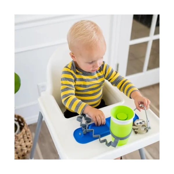 BUSY BABY Silicone Mat Bundle - 1 Original Mat Plus 1 Mini Mat, NEW Stronger Suction Cups, 6 Straps to Secure Baby Essentials and Keep Them Off the Floor, Baby Led Weaning, Wet Bag Included (Tan)