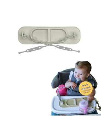 Busy Baby Silicone Suction Mat - Easy-Clean Feeding Placemat Holds in Place. For Babies Aged 4 Months and Up, with Straps for Toys. Aids Self Feeding, Motor and Cognitive Skills Development. Tan | Self Feeding, Travel Wet Bag Included
