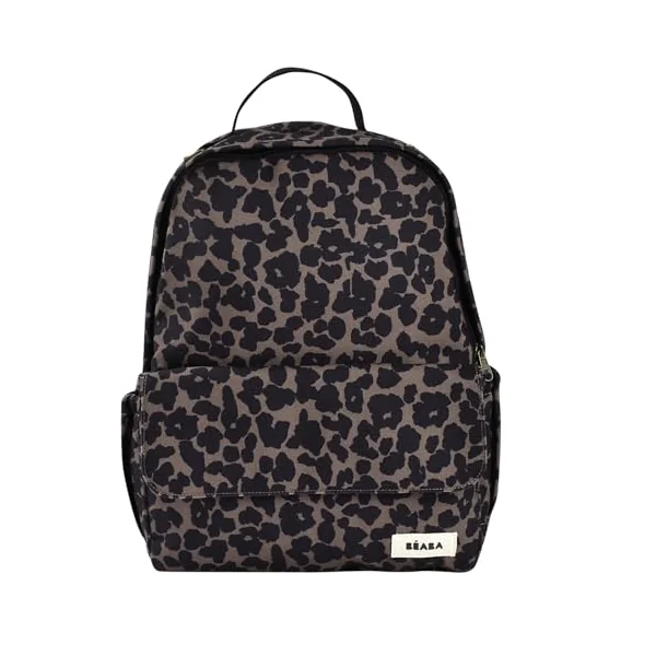 BÉABA Baby Changing Backpack Tokyo 21L – Unisex Diaper Bag for Mom and Dad, 9 Pockets, Insulated Bottle Pocket, Stroller Clips, Padded Changing Mat – Leopard