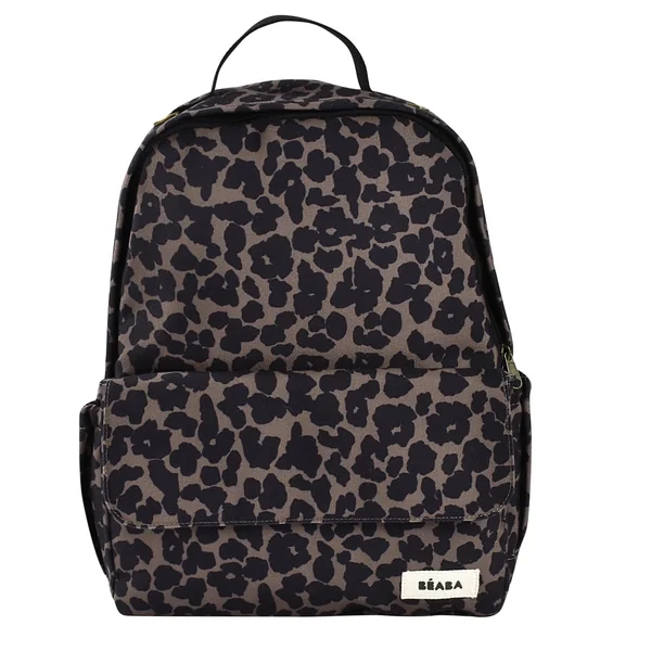 BÉABA Baby Changing Backpack Tokyo 21L – Unisex Diaper Bag for Mom and Dad, 9 Pockets, Insulated Bottle Pocket, Stroller Clips, Padded Changing Mat – Leopard