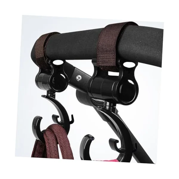 Cabilock 2pcs Versatile Stroller Hanging Hooks with Detachable Strap for Strollers Motorcycles Electric Scooters Compact Lightweight Storage Clips for Bags Umbrellas and Groceries