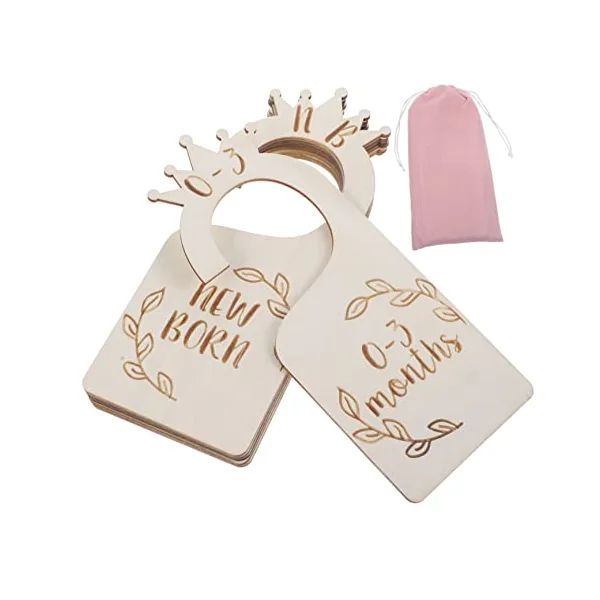 Cabilock 3 Sets Clothes Tag Dreses Baby Hangers Baby Clothes Newborn Outfits Baby Monthly Divider Wooden Drawers Baby Dividers for Closet Wooden Baby Divider for Closet Wardrobe Dividers