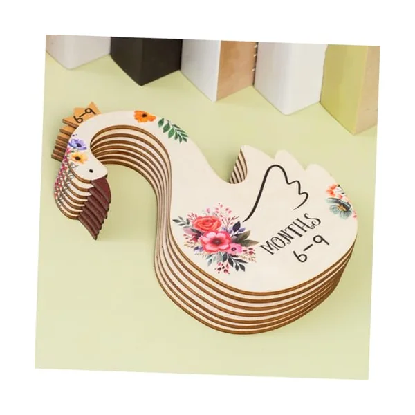 Cabilock 7pcs Wooden Baby Clothes Dividers for Closet Organizers with Month Information, Cartoon Bird Illustration, for Baby Nursery Storage and Wardrobe Organisation