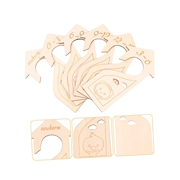 Cabilock Baby Closet Organizer 6Pcs Newborn to 18M Size Dividers Wooden Clothes Divider Set Hanging Organizer for Wardrobe