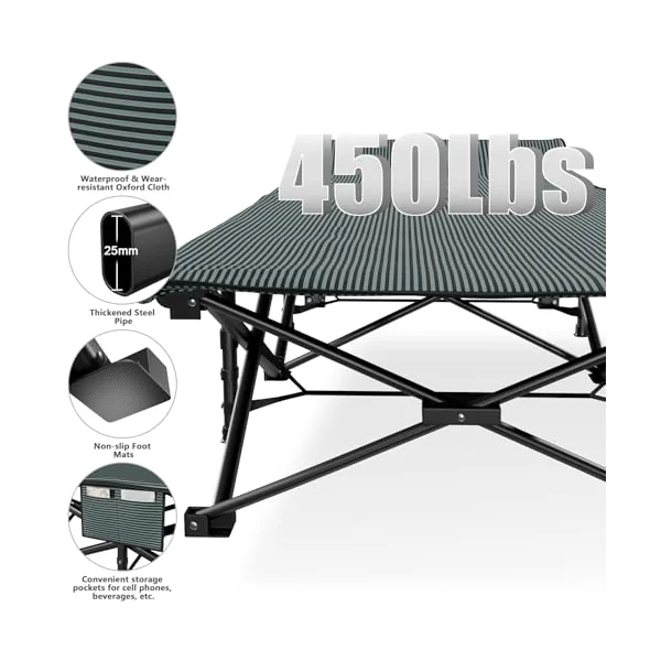 Camping Cot with Mattress, 75" L x 28" W Portable Folding Camp Bed for Adults, Camping Bed with Carry Bag for Travel Tents, Spare Beds, Maximum Weight Capacity 450 lbs
