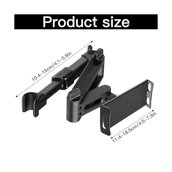 Car Headrest Mount, 360°Rotating Car Seat Mounts Phone & Tablet, Car Tablet Holder for 4-10.6 Inch Devices(Black)