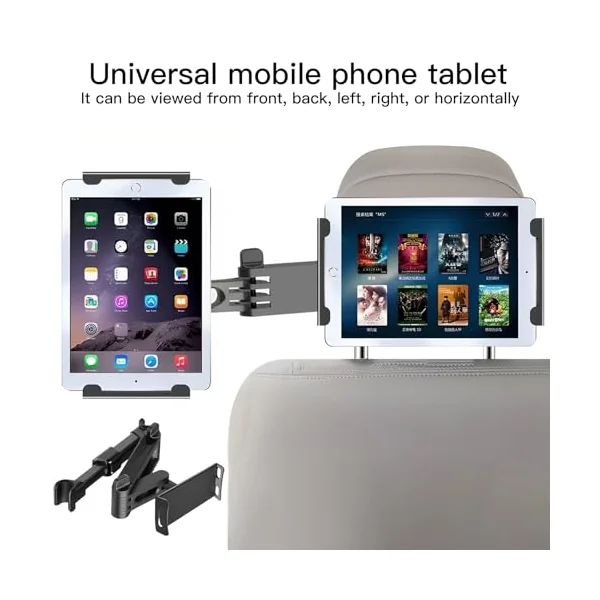 Car Headrest Mount, 360°Rotating Car Seat Mounts Phone & Tablet, Car Tablet Holder for 4-10.6 Inch Devices(Black)