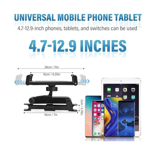 Car Headrest Tablet Mount for Mercedes-Benz AMG C 63 2022-2026, 360° Rotating Backseat Car Tablet Holder, with 4.7-12.9" Tablets, IPad, Smartphones & Game Consoles,Black