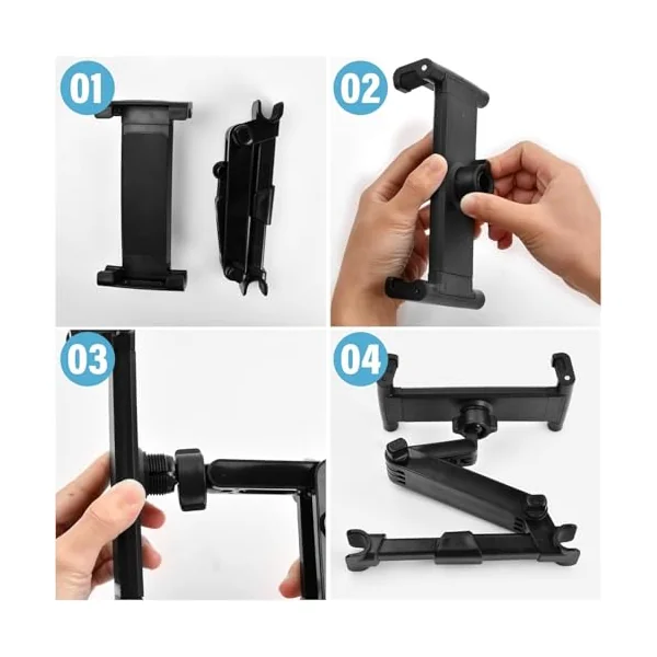 Car Headrest Tablet Mount for Mercedes-Benz AMG C 63 2022-2026, 360° Rotating Backseat Car Tablet Holder, with 4.7-12.9" Tablets, IPad, Smartphones & Game Consoles,Black