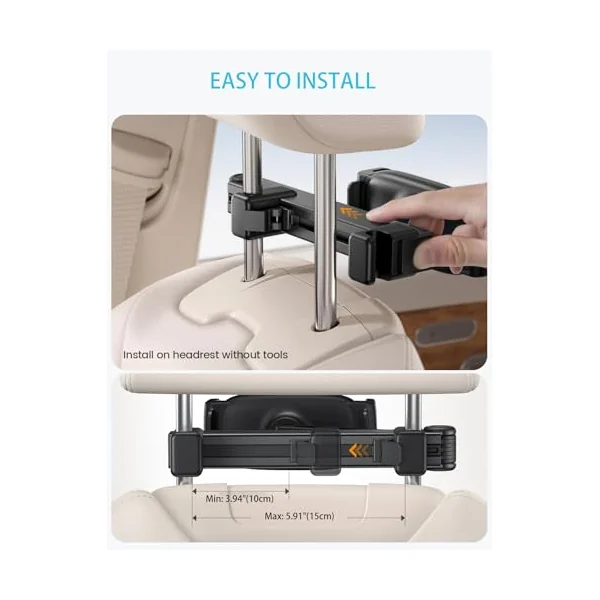 Car Headrest Tablet Mount for Mercedes-Benz C 260 L 2018-2026, 360° Rotating Backseat Car Tablet Holder, with 4.7-12.9" Tablets, IPad, Smartphones & Game Consoles,Red