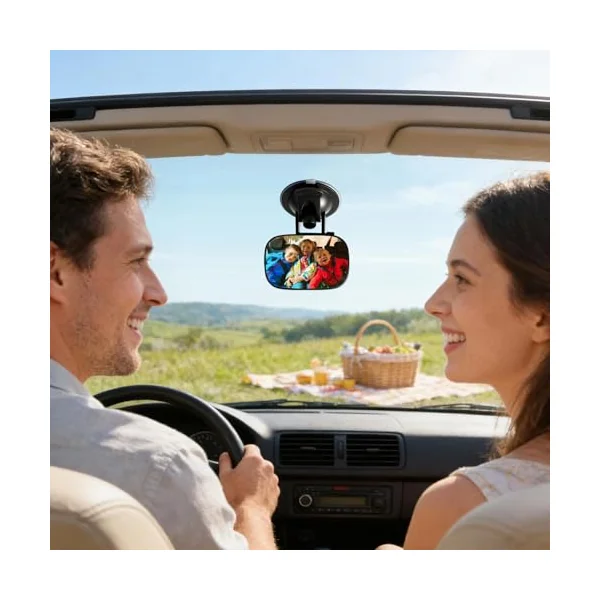 Car Mirror for Kids 360 Degree Rotation Curved Glass | 360 Degree Rotatio Kids Car Seat Mirror Rear Facing for Family SUV Truck Backseat Travel Road Trip