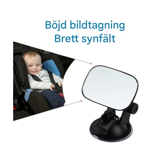 Car Mirror for Kids Curved Shatterproof Glass | 360 Degree Rotation Mirror Car Seat Rear Facing for Automotive SUV Truck Backseat Travel Observation