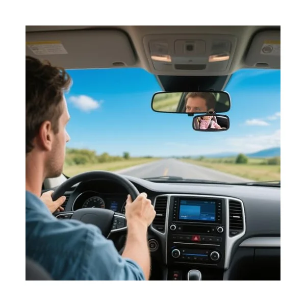 Car Rear View Mirror Clip on Wide Angle | Rear Facing Car Seat Mirrors for Kids Parents Automotive Truck Sedan SUV Interior Travel Road Trip