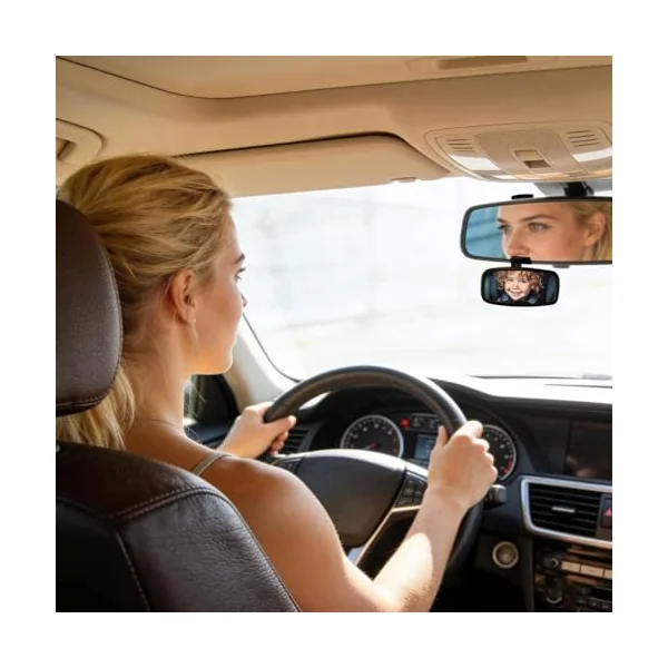 Car Rear View Mirror Clip on Wide Angle | Rear Facing Car Seat Mirrors for Kids Parents Automotive Truck Sedan SUV Interior Travel Road Trip