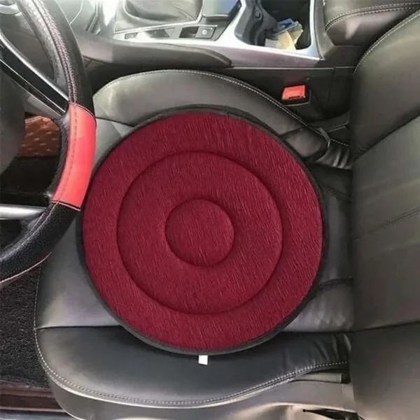 Car Seat Cushion office chair cushion 360° Rotating Seat Cushion Car Seat Aid Chair Seat Revolving Cushion Rotation Auto Memory Foam Pad Mat(Wine red)
