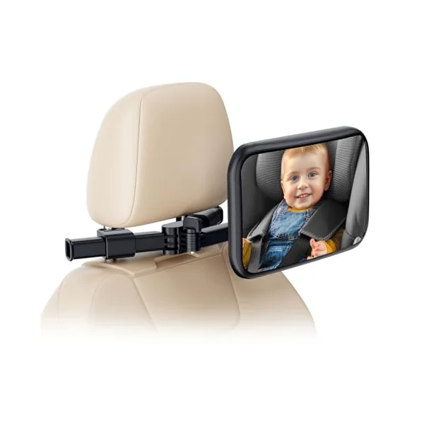 Car Seat Mirror for Baby Rear Facing - Adjustable Infant Safety Back Mirrors with Hook Clip, Wide View and Shatterproof Cars Backseat Accessories