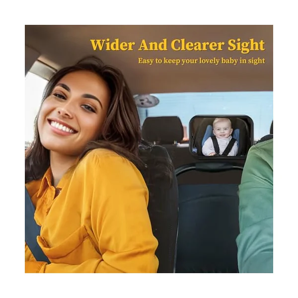 Car Seat Mirror for Baby Rear Facing - Adjustable Infant Safety Back Mirrors with Hook Clip, Wide View and Shatterproof Cars Backseat Accessories