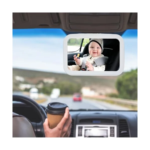 Car Seat Mirror for Rear Facing LED Rear Seat Monitor | Dimmable USB Backseat Car Interior Mirror for Travel Dash Road Trip Daily Commuting