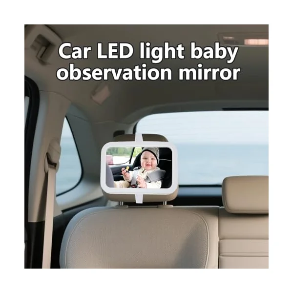 Car Seat Mirror for Rear Facing LED Rear Seat Monitor | Dimmable USB Backseat Car Interior Mirror for Travel Dash Road Trip Daily Commuting