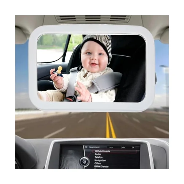 Car Seat Mirror for Rear Facing LED Safety Rearview Observation Glass | Dimmable USB Backseat Car Interior Mirror for Travel Dash Road Trip Daily Commuting