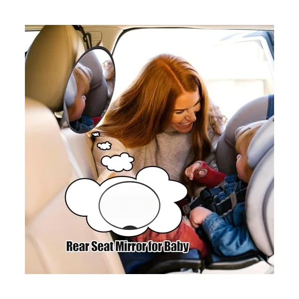 Car Seat Mirror for Rear Facing Shatterproof Double Straps Wide View | Headrest Mirror Rear Facing Night Travel Backseat Stroller Child Kids Vehicle Moving