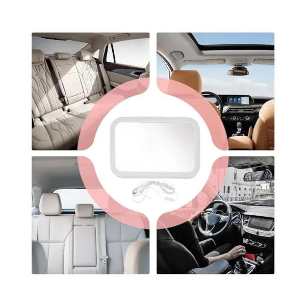 Car Seat Mirror – Rear Facing Wide Angle, LED Looking Glass, USB Dimmable View Interior Travel | Rear Facing Wide Angle LED Looking Glass,USB Dimmable View Interior Travel Ba