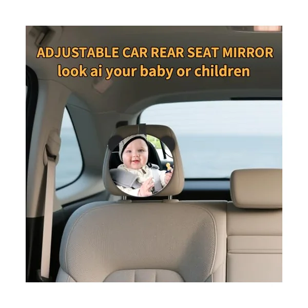 Car Seat Mirror Safety Shatterproof Rearview Monitor No-Shake | Car Seat Mirror for Rear Facing Easy Install Child Safety Travel Accessories Backseat Tiny Small Little Kids Young