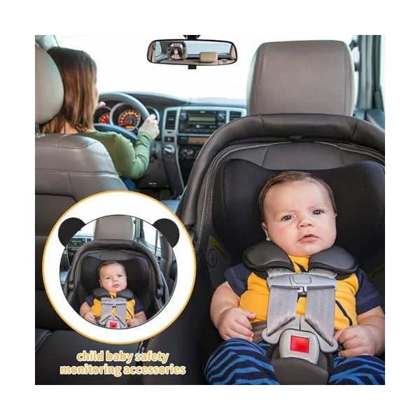Car Seat Mirror Safety Shatterproof Rearview Monitor No-Shake | Car Seat Mirror for Rear Facing Easy Install Child Safety Travel Accessories Backseat Tiny Small Little Kids Young