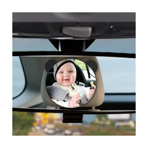 Car Seat Mirror Safety Shatterproof Rearview Monitor No-Shake | Car Seat Mirror for Rear Facing Easy Install Child Safety Travel Accessories Backseat Tiny Small Little Kids Young