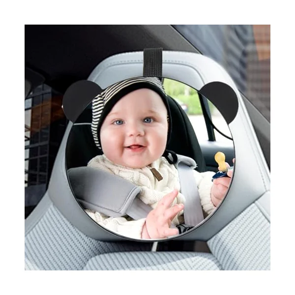 Car Seat Mirror Safety Shatterproof Rearview Monitor No-Shake | Car Seat Mirror for Rear Facing Easy Install Child Safety Travel Accessories Backseat Tiny Small Little Kids Young