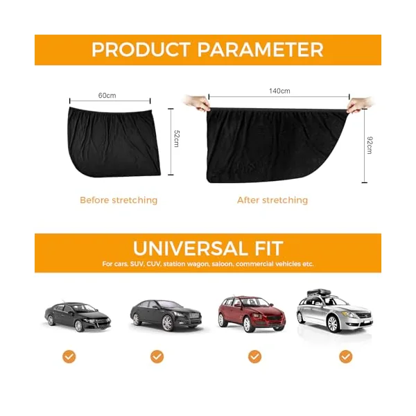Car Window Shades for Baby (2 Pack) - Premium Stretchable & Breathable Car Sun Shade for Baby,Ultimate UV & Anti-Glare Protection Car Blinds for Children,Pets & Adults - Universal Fit for 98% Vehicles