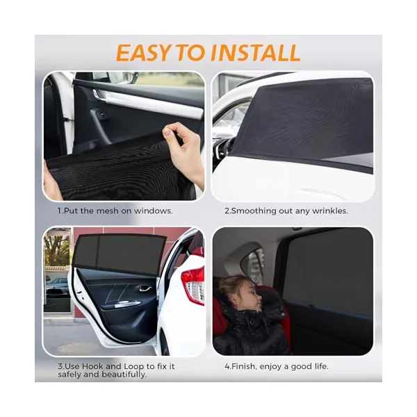Car Window Shades for Baby (2 Pack) - Premium Stretchable & Breathable Car Sun Shade for Baby,Ultimate UV & Anti-Glare Protection Car Blinds for Children,Pets & Adults - Universal Fit for 98% Vehicles