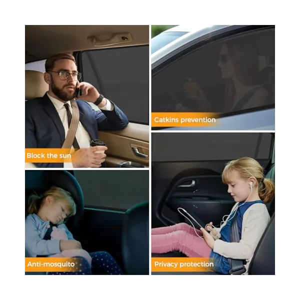 Car Window Shades for Baby (2 Pack) - Premium Stretchable & Breathable Car Sun Shade for Baby,Ultimate UV & Anti-Glare Protection Car Blinds for Children,Pets & Adults - Universal Fit for 98% Vehicles