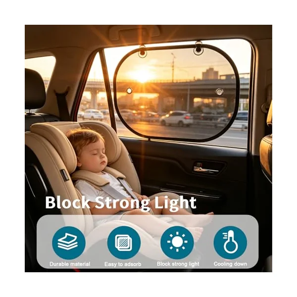 Car Window Shades for Baby, Car Sun Shade, Universal Car Sun Shade for Children,Blocking Harmful UV Rays Sun Glare Heat, Set of 2-2, 44 x 36 cm