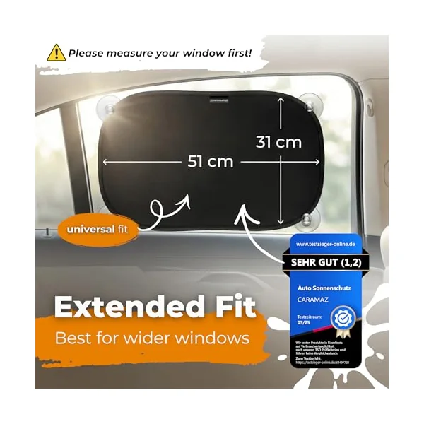 Car Window Shades for Baby with Certified UV Protection - Optimal Darkness with Suction Cups in Universal Size 51 x 31 cm - Turtle Design - Pack of 2