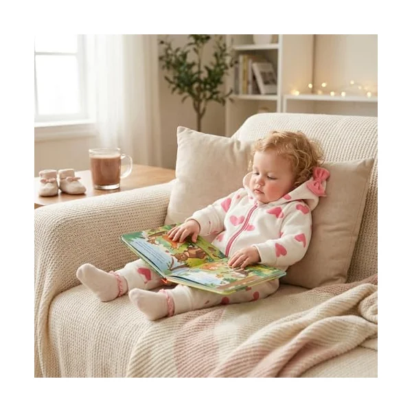 Carolilly Baby Girls Romper Winter Warm Infant Baby Jumpsuit Romper Bear Ear Snowsuit Newborn Hooded Romper Warm Coat Heart/Cow Pattern Long Sleeve Zipper Button Romper