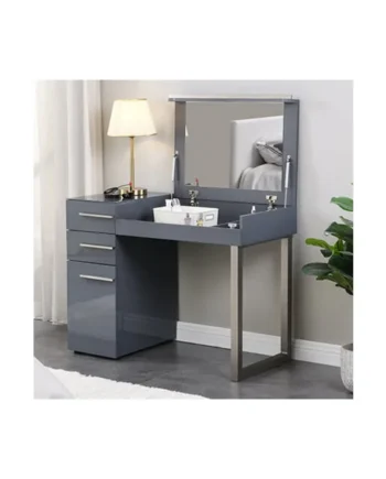 Carter High Gloss Dressing Table With Mirror In Grey