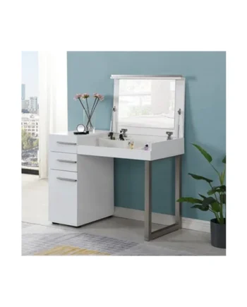 Carter High Gloss Dressing Table With Mirror In White