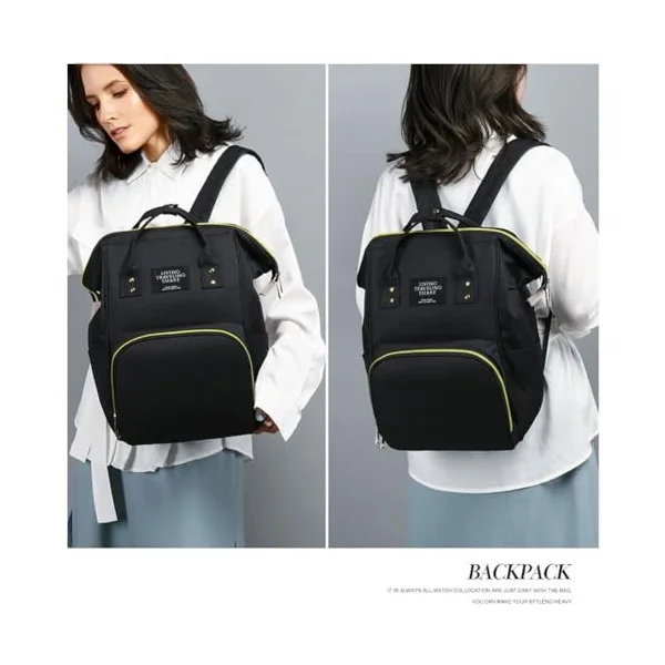 Casual Changing Backpack Bag for Mum and Baby - Organiser Backpack for on the Go - Large Changing Mat Nappy Bag with Bottle Pocket - Ideal for Prams and Hospital Bags, black, L