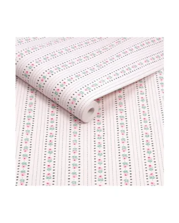 Cath Kidston Rose Ticking Stripe Pink Wallpaper