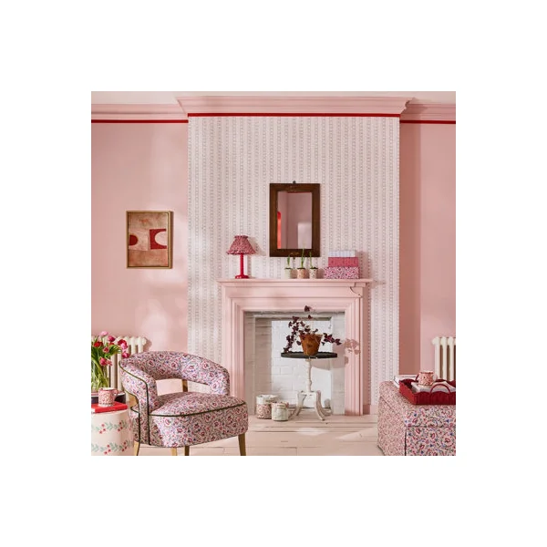 Cath Kidston Rose Ticking Stripe Pink Wallpaper