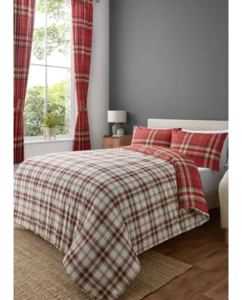 Catherine Lansfield Kelso Check Reversible Duvet Cover Set Red