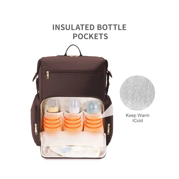 CEI-CEI Neoprene Nappy Changing Bag Backpack Large Newborn Baby Maternity Bags Waterproof Travel Tote for Mom Dad with Insulated Pockets,Changing Pad