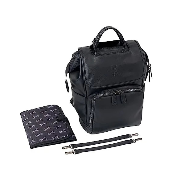 Changing Backpack, Changing Bag, Diaper Backpack, Diaper Bag, Hopsital Bag, Faux Leather, Vegan Leather, Baby Bag, BOUNTY - Black
