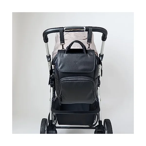 Changing Backpack, Changing Bag, Diaper Backpack, Diaper Bag, Hopsital Bag, Faux Leather, Vegan Leather, Baby Bag, BOUNTY - Black