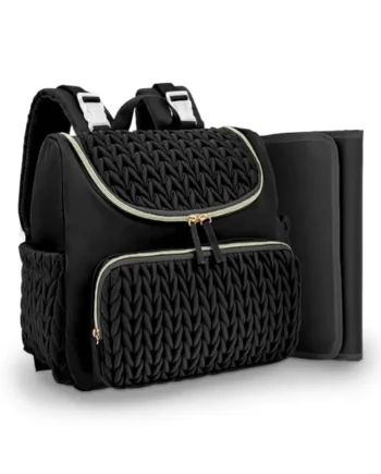 Changing Bag Backpack, Baby Nappy Changing Backpack,Diaper Bag with Insulated Pocket Pad Stroller Hook for Outdoor(black)