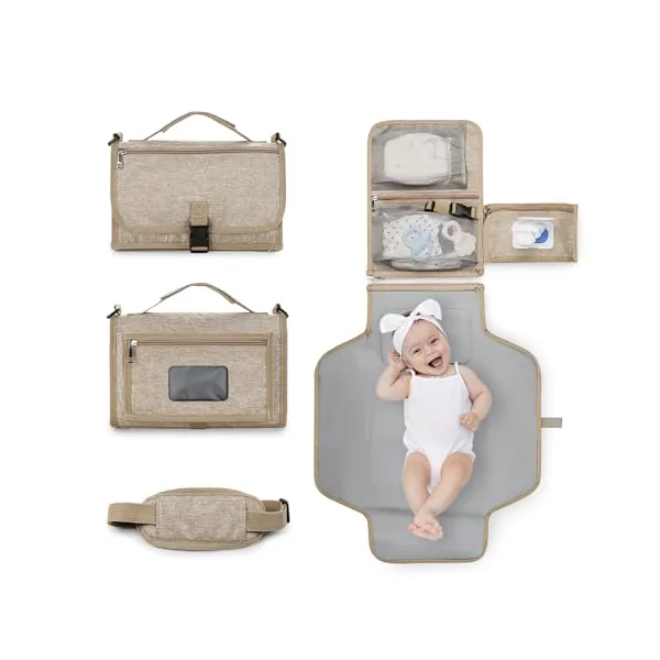 Changing Mat Portable – Detachable Folding Baby Mat, Portable infans Changing Pad | Water-Resistant Easy Clean surfac, Space Saving Travel, Ideal for Strollers Car Seats Outdoor Trips