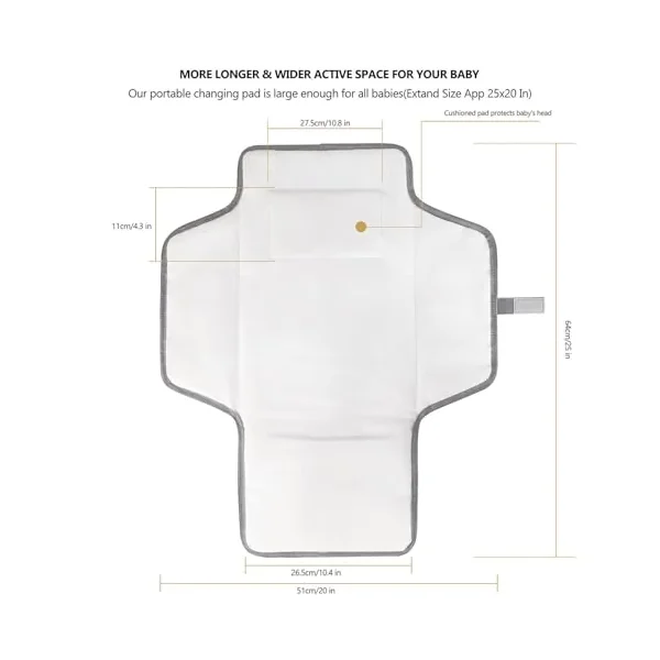Changing Mat Travel,Built-in Pillow New Born for - Changing Pad with Smart | Wipes Pocket, Waterproof Travel Kit - Gift